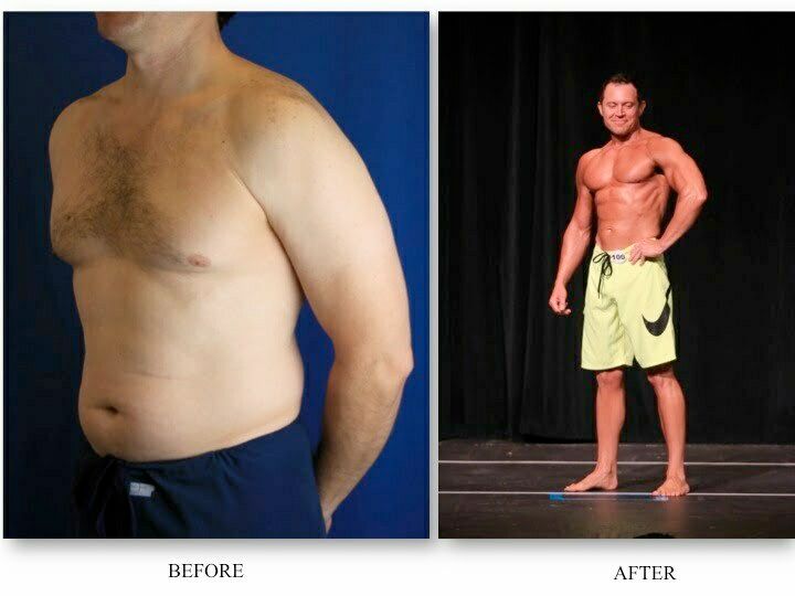 Body transformation before and after images.