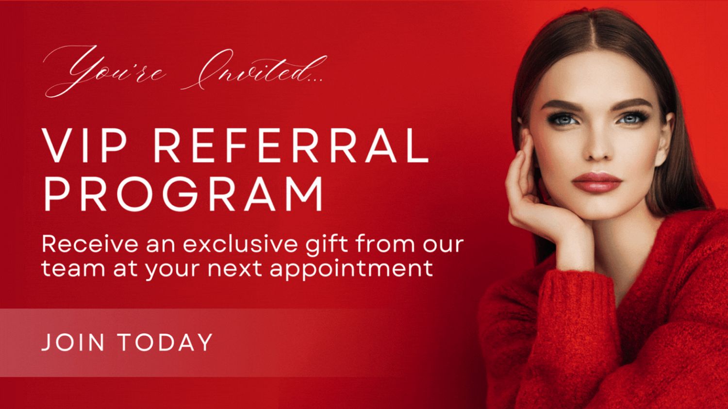 VIP referral program promotion with model image